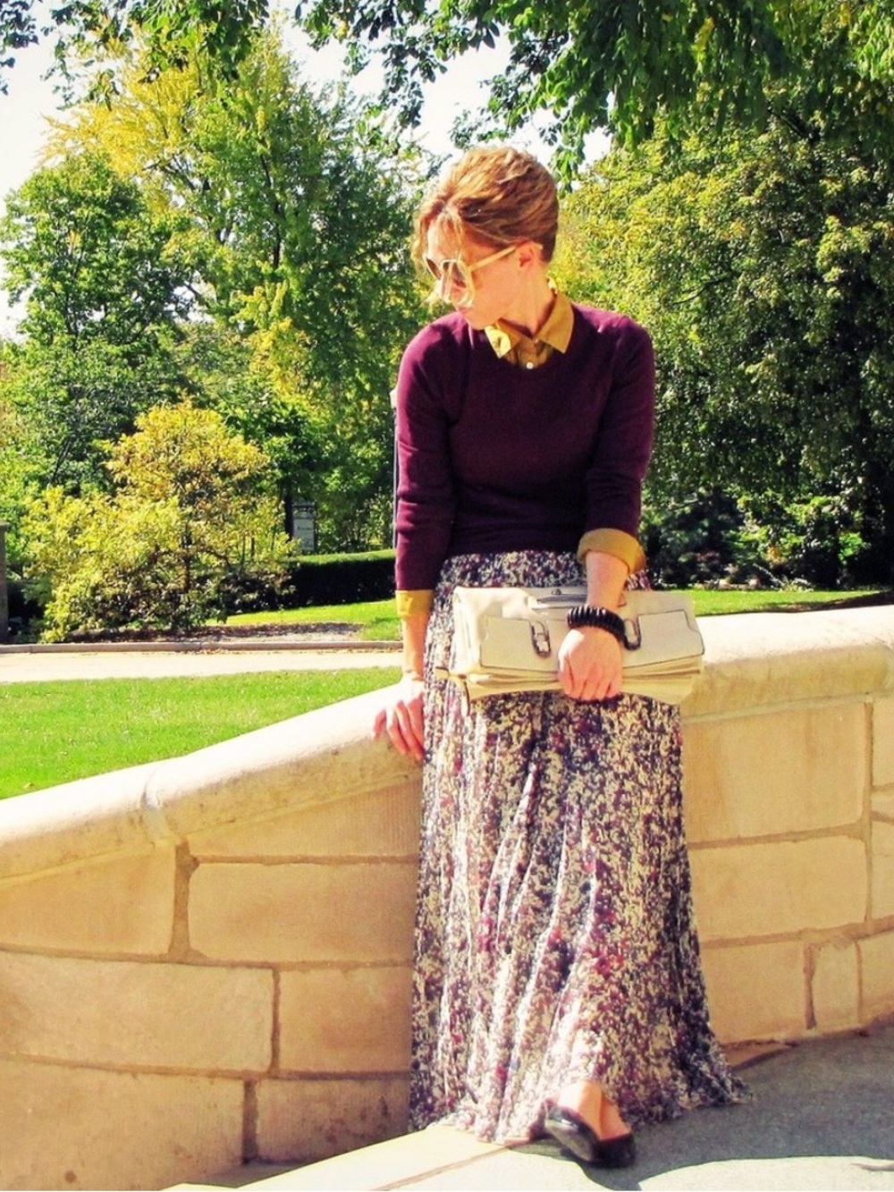 FEI ANTHROPOLOGIE blue magenta maxi skirt XS 0